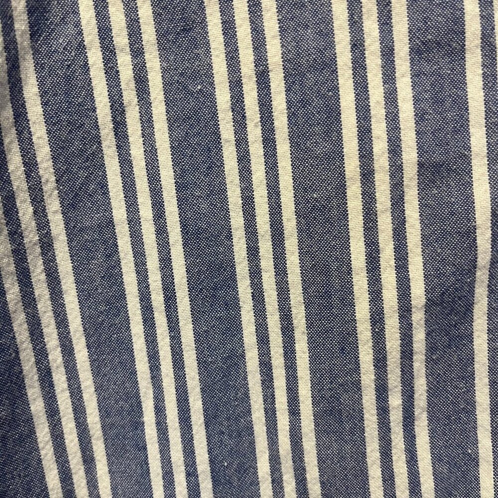 Boulevard Cotton Club Blue and White Striped Short Sleeve Button Down 2XL